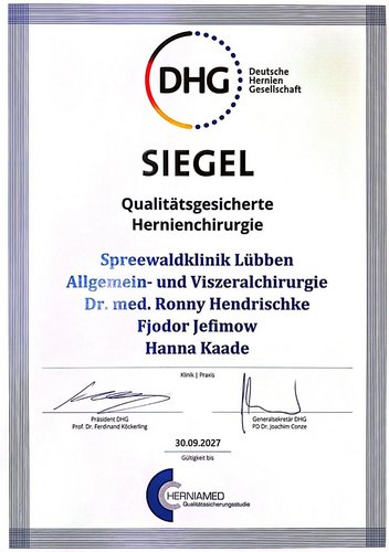 Siegel Qualitätsgesicherte Hernienchirurgie